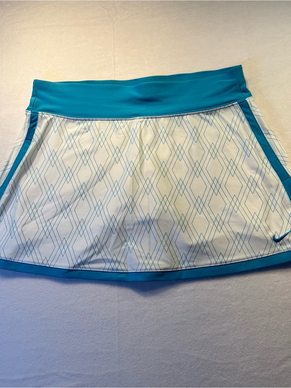 Nike White Mini Shorts Skirt with Turquoise Accents